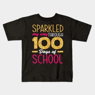 Sparkled My Way Through 100 Days Of School Girl 100Th Day Kids T-Shirt